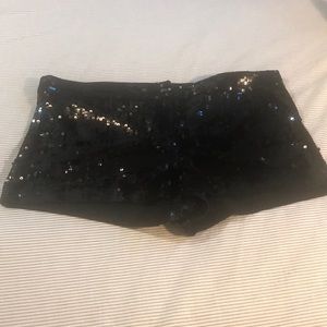 Black sequin shorts